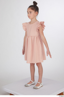 Doroteya casual dressed pink short dress standing whole body 0002.jpg